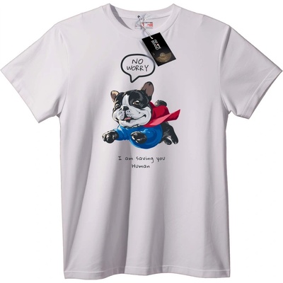 NOONEBRAND Тениска 'Без грижи, супер куче' - 2XL, White