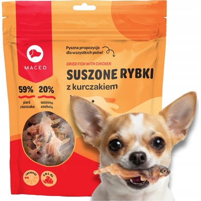 Maced Sušená rybka s kuřecím masem pamlsek pro psa přírodní kousátko 500 g