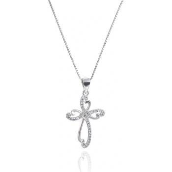 Olivie Strieborný náhrdelník zirkónový krížik 4321