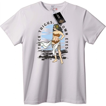 NOONEBRAND Тениска Дебели Бедра, Кафяви Очи - M, White
