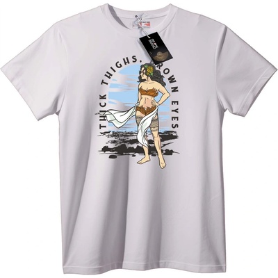 NOONEBRAND Тениска Дебели Бедра, Кафяви Очи - M, White