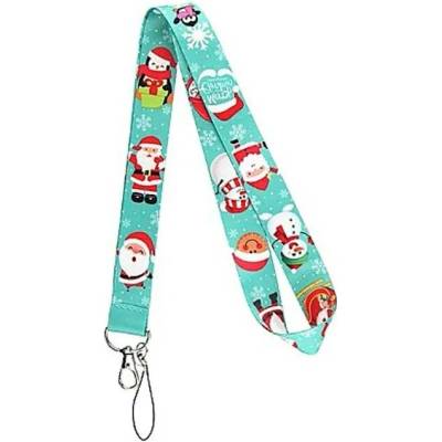 Šňůrka na krk Lanyard vánoční mátově zelená