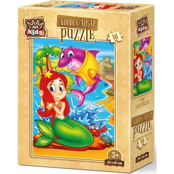 Art Puzzle Дървен пъзел Art Puzzle от 16 части - Русалката и нейния приятел (5858)