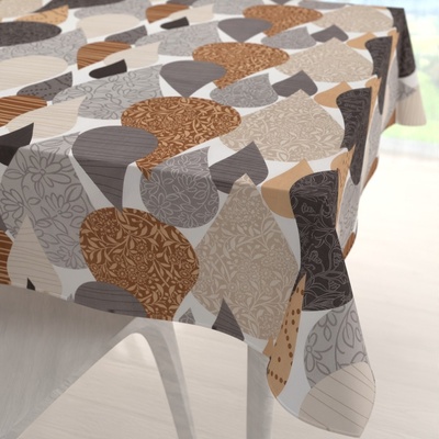 Biante bavlna čtvercový ubrus Sandra SA-507 Hnědo-šedé kapky s ornamenty 140x140cm