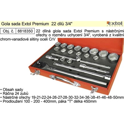 EXTOL Premium Gola sada 22 dílů 3/4 – Sleviste.cz