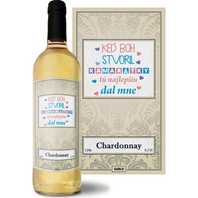 Sablio Keď Boh stvoril kamarátky Chardonnay biele suché víno 12 % 0,75 l (čistá fľaša)
