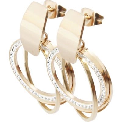 BM Jewellery Náušnice kruhy se zirkony z chirurgické oceli RoseGold S986115