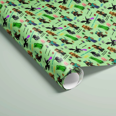 Balicí papír na míru: Ve stylu Minecraft (84x80cm) – Zboží Živě