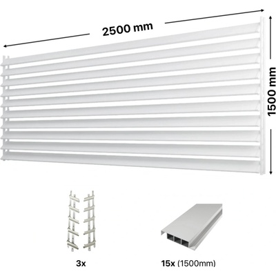 Hahn Holz Set pro venkovní žaluzie z hliníku RAL 9003 (bílá): V:1500mm, Š:2500mm