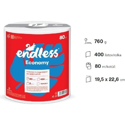 Endles economy papierová utierka, 80m, 400 útržkov, 760g