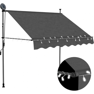 vidaXL Ručně zatahovací markýza s LED světlem 150 cm antracitová