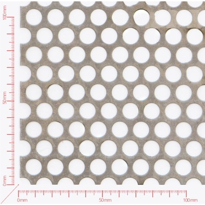 Děrovaný plech; děrování kruhové přesazené; otvor 10mm; rozteč 13mm