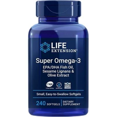 Life Extension Super Omega-3 | with Sesame Lignans & Olive Extract [240 Гел капсули]