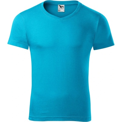 MALFINI Malfini slim fit v-neck 146 / Мъжка тениска с v-образно деколте - тюркоазено синя s (1464413)
