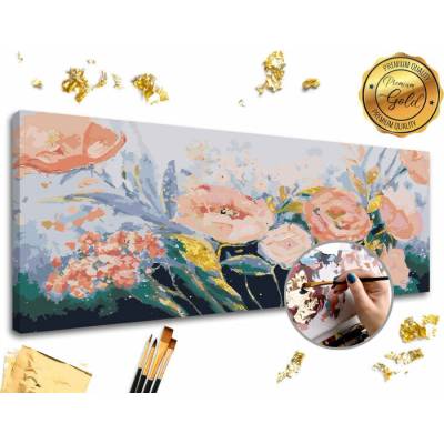 Maľovanie podľa čísel PREMIUM GOLD | Ružová záhrada - 80x40 cm