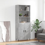 vidaXL Висок шкаф, бетонно сив, 69, 5x34x180 см, инженерно дърво (3189273)