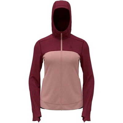 Odlo W PERFORMANCE WOOL X-WARM HOODY dámská Merino mikina lososová