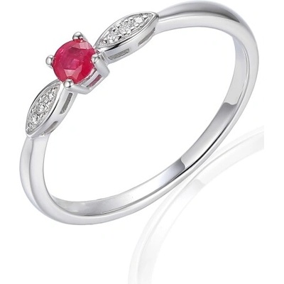 Gems zásnubní prsten Hannie bílé zlato s brilianty a rubínem 585 38 1 4417.1B00.0.53.HSI1.604