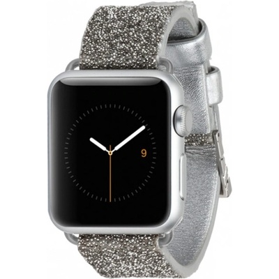 Case-Mate Луксозна кожена (естествена кожа) каишка за Apple Watch 44, 45, 46, Ultra 49 мм - Casemate Brilliance Leather Strap (сребрист) (CM033479)