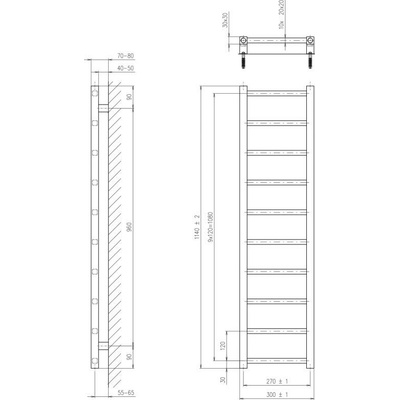 Sapho METRO LIGHT 300 x 1140 mm IR444TB