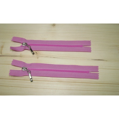 Kostenný zips ružová 3mm nedeliteľný 14cm