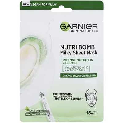 Garnier Skin Naturals Nutri Bomb Almond Milk + Hyaluronic Acid хидратираща маска от плат за жени