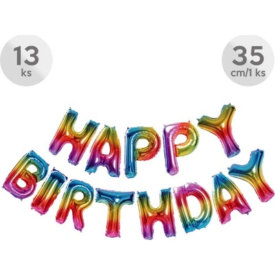 Balón narodeninový Happy Birthday 35 cm farebný
