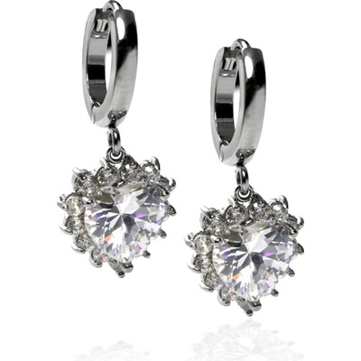 BM Jewellery Náušnice srdce se zirkony z chirurgické oceli S133140