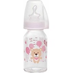 Nip Бебешко стъклено шише NIP - Flow S, 0-6 м, 125 ml, girl (4000821350700) - ozone