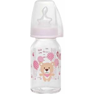 Nip Бебешко стъклено шише NIP - Flow S, 0-6 м, 125 ml, girl (4000821350700) - ozone
