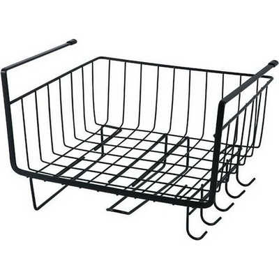 Kuchyňský závěsný košík s háčky, černá Černá