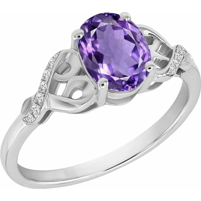 Eppi Zlatý ametystový prsteň s diamantmi Chlorys R34903