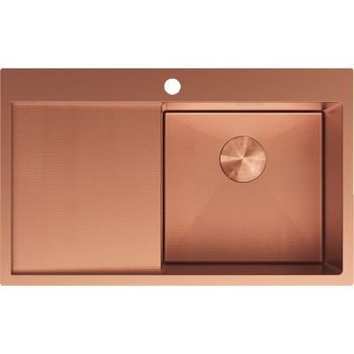 Mexen Exar стоманена мивка с 1 камера и дренаж, дясна 780 x 480 мм, мед HC (6434781010P-65HC)