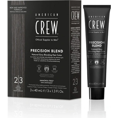 American Crew Precision Blend - bezamoniakové pánske farby na vlasy a bradu, 3 x 40 ml Blend Dark 2-3 - čierna
