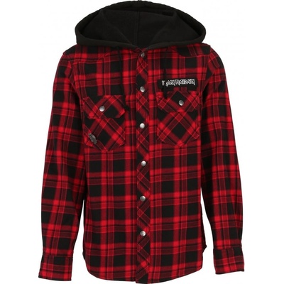 Brandit Iron Maiden checkshirt sweathood červená-černá