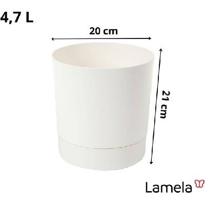Lamela Květináč s integrovaným podšálkem, šířka 20 cm – 4,7 l – Krémový květináč pro vnitřní i venkovní
