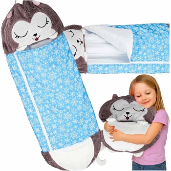 Kik Детски спален чувал туристическа възглавница 2в1 135x50cm синьо (KX3016_1)