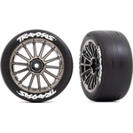 Traxxas колело 2.0", джанта с много спици черен хром, гума слик (задна) (2)
