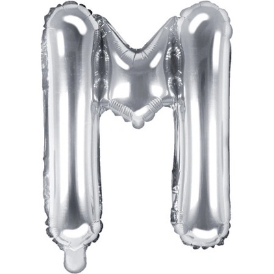 PartyDeco Foliové písmeno M stříbrné 35 cm