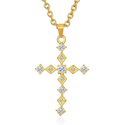 Steel Edge Přívěsek se zirkony křížek WJHC1863ST Zlatá