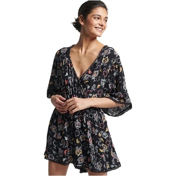 SUPERDRY Vintage Beach short sleeve romper - Black (Olivia Paisley Black)