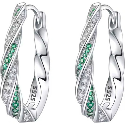 GRACE Silver Jewellery Stříbrné náušnice se zelenými zirkony stříbro 925/1000 E-OTE4000/400 Zelená