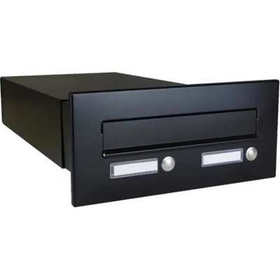 DOLS B-042 ČD-3 RAL9005 - poštová schránka na zamurovanie, s 2x menovkou a 2x zvončekovým tlačidlom, čierna