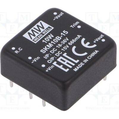 MEAN WELL SKM10B-15 Měnič: DC/DC; 10W; Uvst: 18÷36VDC; Uvýst: 15VDC; Ivýst: 666mA; DIP