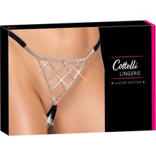 Cottelli Lingerie Crotchless String Rhinestones otvorené tangá s kamienkami