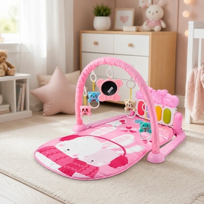 Pepita Interaktívna podložka na hranie s klavírom a hracím mostom Bunny pink
