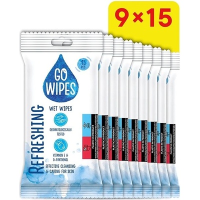 GoWipes vlhčené osvěžujíci ubrousky 9 x 15 ks