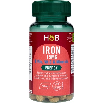 Holland & Barrett Železo + vitamíny B, C a minerály, 15 mg 90 tablet