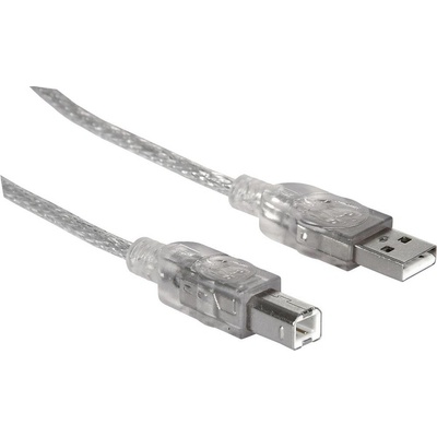 Manhattan 340458 Hi-Speed USB 2.0 kabel A-B M/M 3m, stříbrný