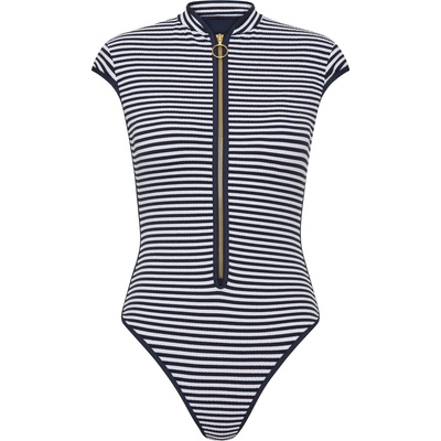 Seafolly Дамски бански костюм Seafolly Clubhouse Cap Sleeve Zip Front One Piece Swimsuit - True Navy - размер 36 (EU) (150-6622-0213)